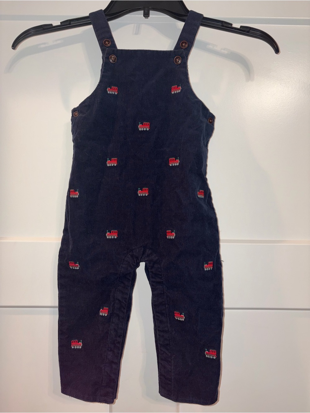 Janie & Jack corduroy train overalls 12-18 months
